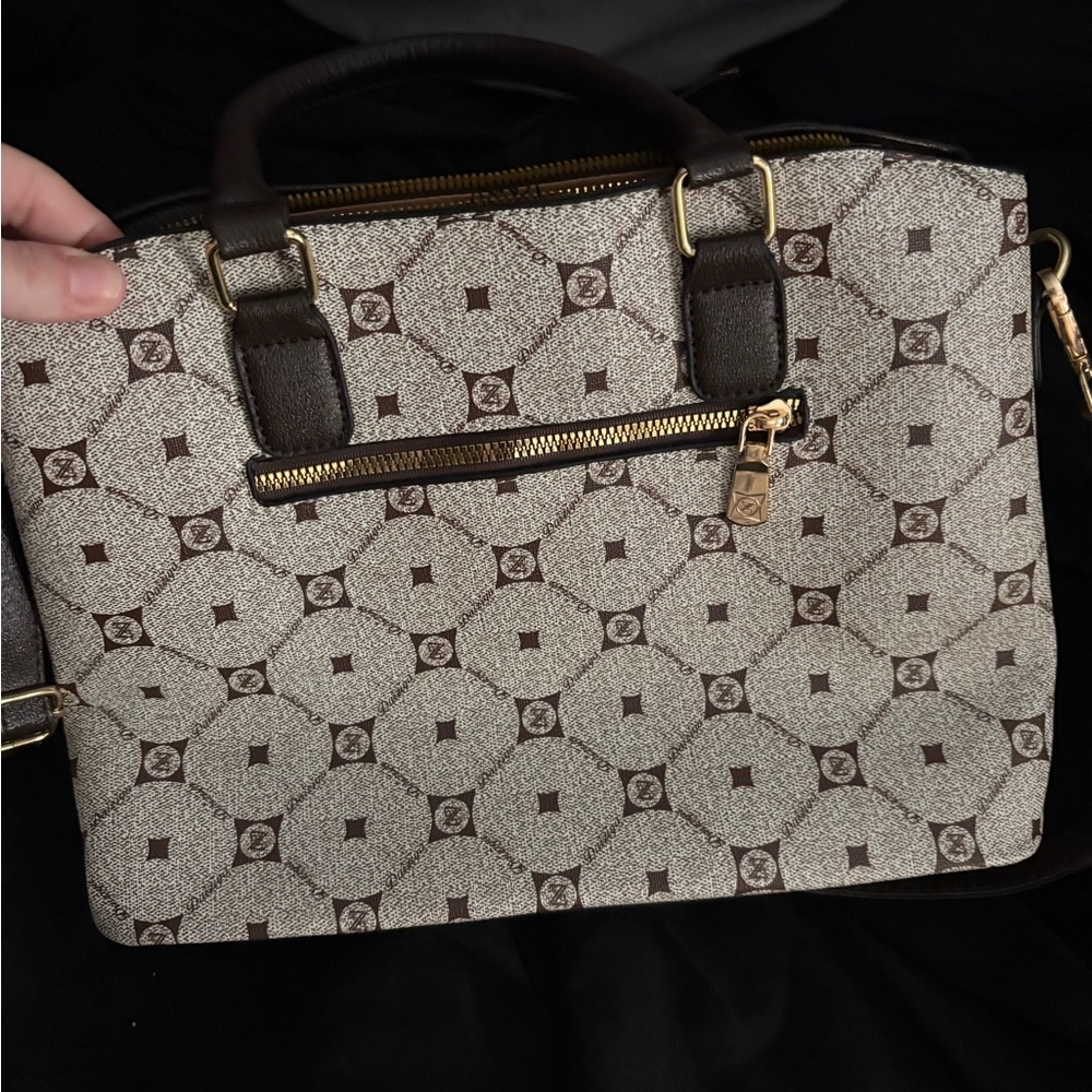 Brown and Cream Patterned Women's Bag - Picture 2 of 2